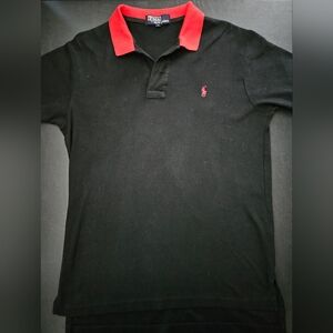 Vintage - Polo by Ralph Lauren Cotton Black w Red Trim Polo Shirt - Size L